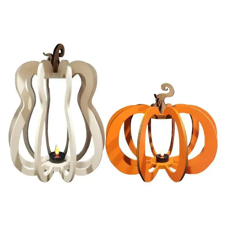 Bougeoir en Citrouille | Fer Forgé | Décoration Halloween | Blanc & Jaune