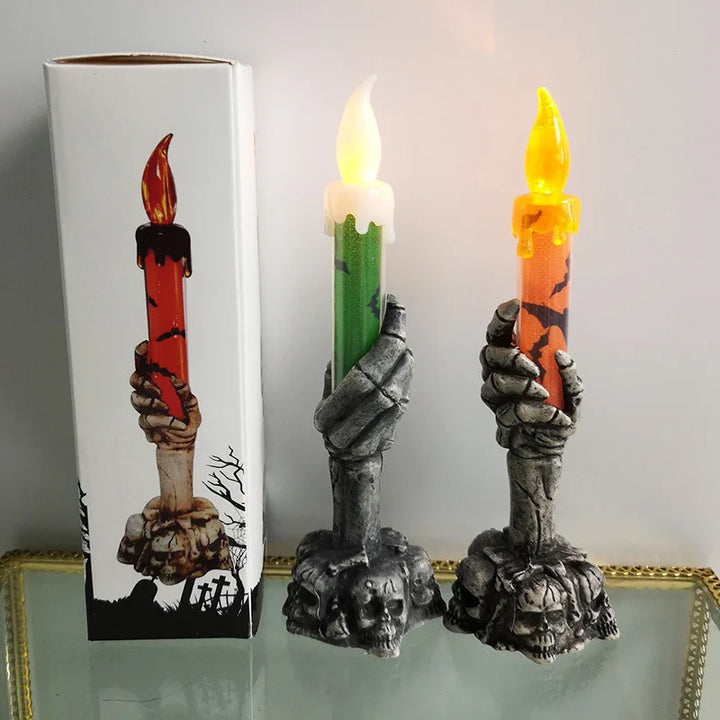 SpookyGlow | Bougies LED Halloween | Citrouille, squelette & fantôme | Décoration de fête & d'intérieur