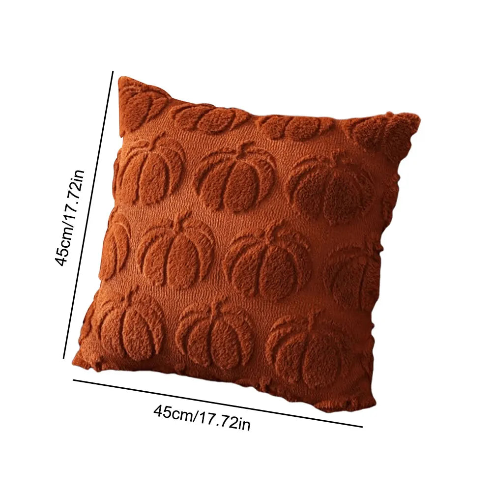 Pumpura | Housse de coussin Citrouille d'Automne | 45 × 45 cm | Douce & Pelucheuse | Décoration d'Halloween & d'Automne
