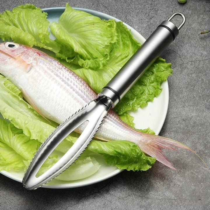 Bloc de cuisine pour enlever les écailles de poisson en acier inoxydable | Grattoir à peau de poisson hygiénique avec pince à arêtes | Résistant à la rouille et durable