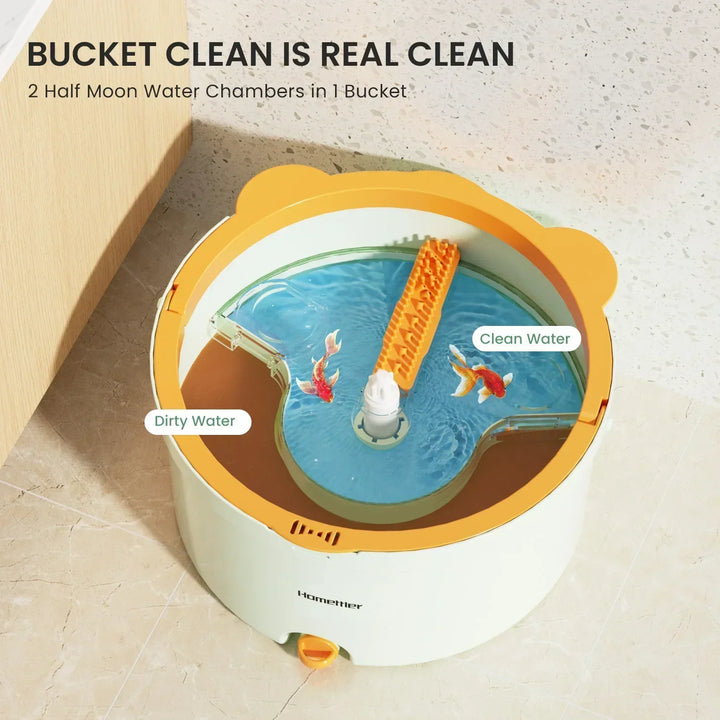 Balai rotatif CLEANDRA | Système de mop à 360° avec séparation des eaux usées | Mop en microfibre | Pour tous les sols et fenêtres