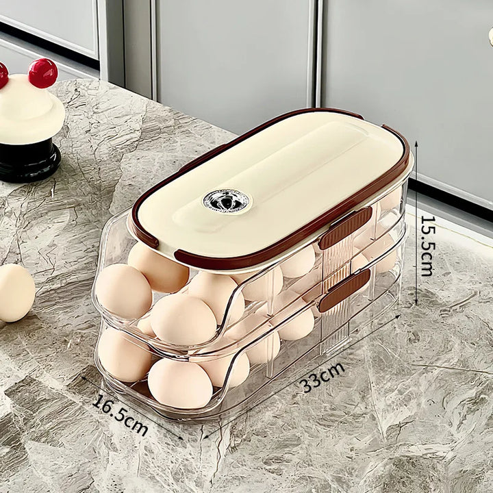RollEgg Max | Support à œufs automatique pour réfrigérateur | Organisateur à œufs empilable en plastique transparent