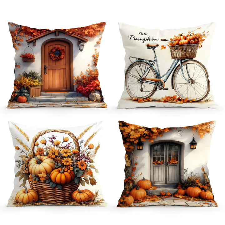 LaubTraum | Housse de coussin décoratif rétro-automne | Accent décoratif pour le canapé | Polyester 45×45 cm