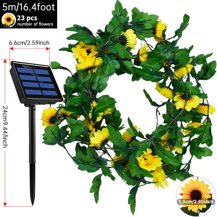 Guirlande lumineuse solaire Floralina | Design Marguerite | 8 Modes & Énergie Solaire | Pour Jardin, Mariage & Décoration