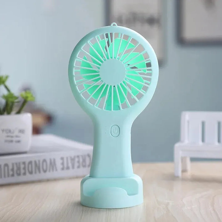 Mini-Ventilateur USB BREEZIMO | Mode Vent à 3 Niveaux | Portable & Silencieux | Avec Socle & Batterie | 16,5×8,5×2,5 cm