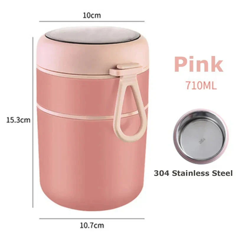 ThermoMea Récipient Thermique en Acier Inoxydable | 530 ml / 710 ml | Tasse Isolée pour Soupe & Déjeuner | Étanche & Durable