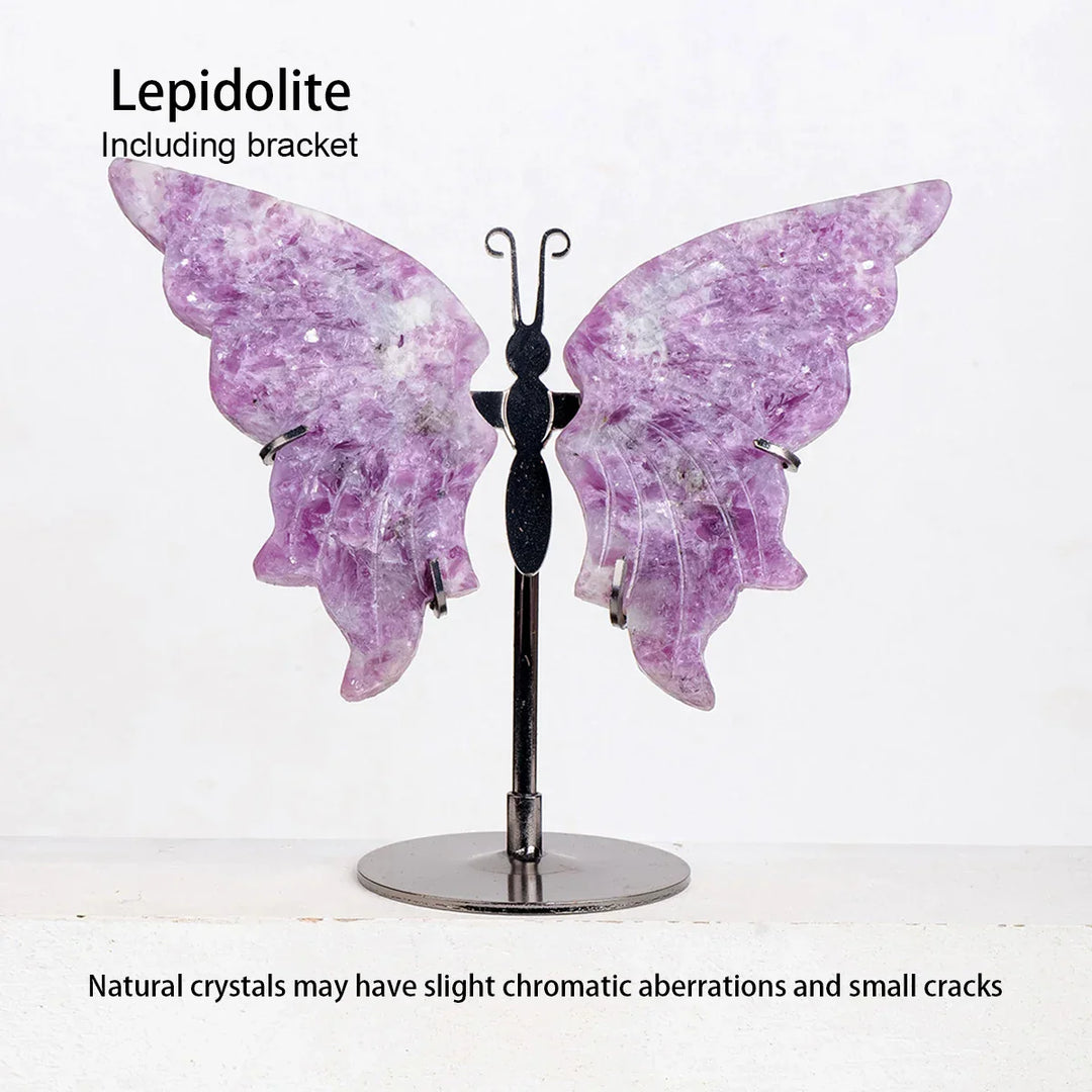 Papillon en cristal Amethera | Sculpté à la main en pierre naturelle | Ailes en améthyste | Décoration & cadeau