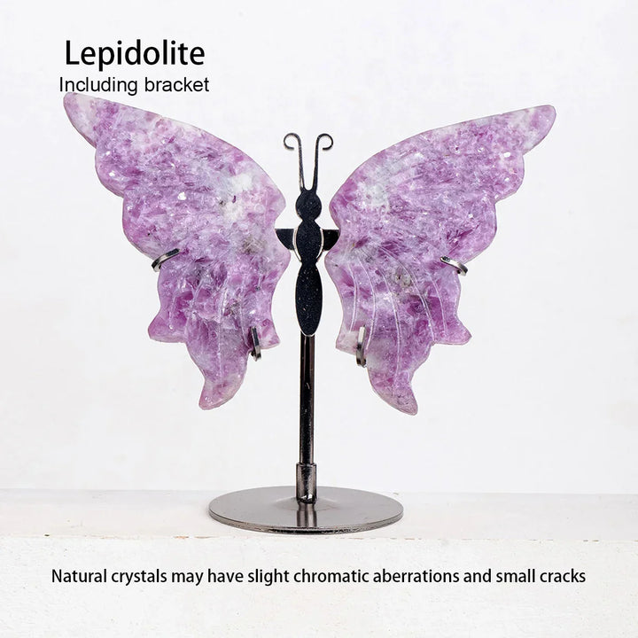 Papillon en cristal Amethera | Sculpté à la main en pierre naturelle | Ailes en améthyste | Décoration & cadeau