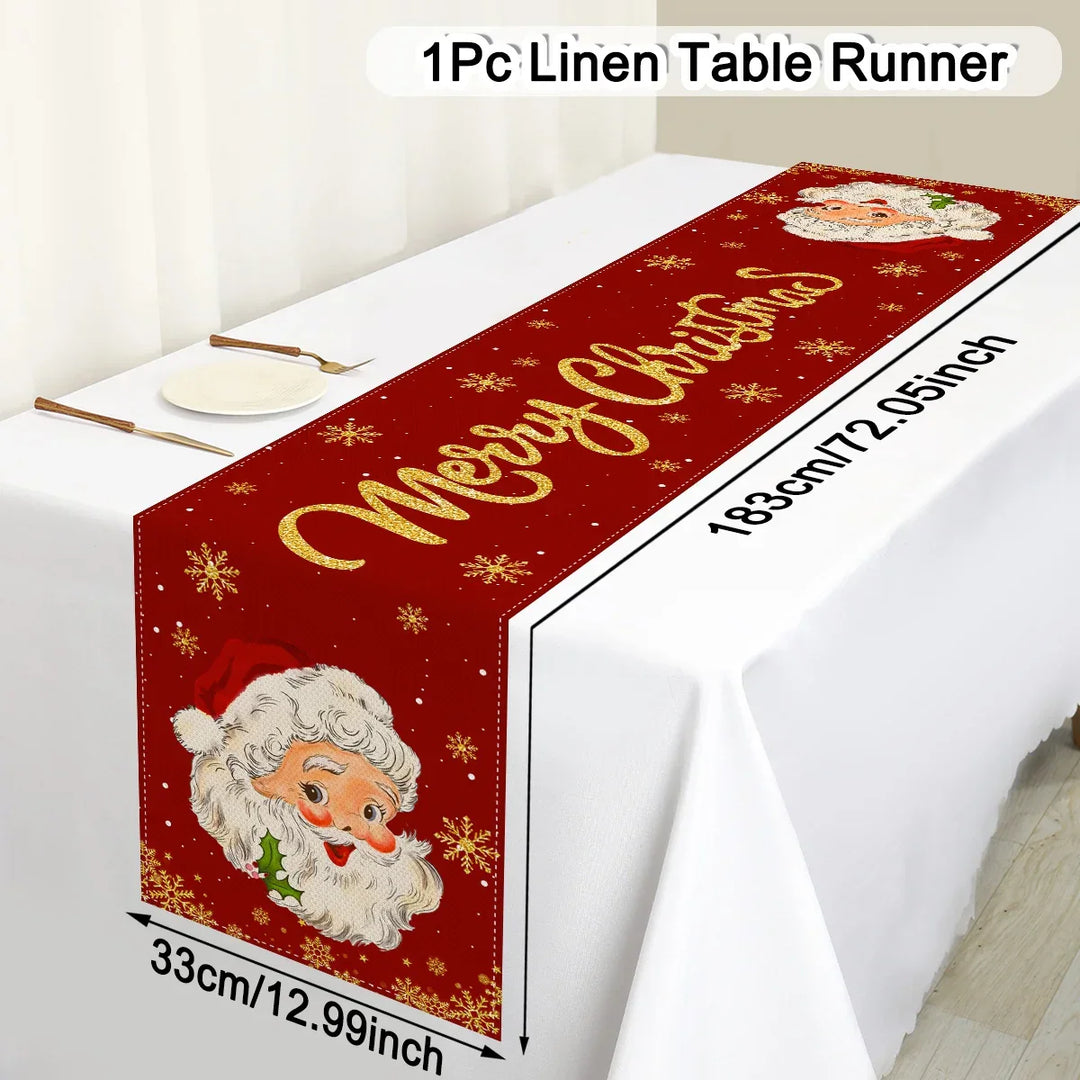Festivara | Nappe de Noël | Effet lin | Décoration festive pour table à manger & commode | 2025