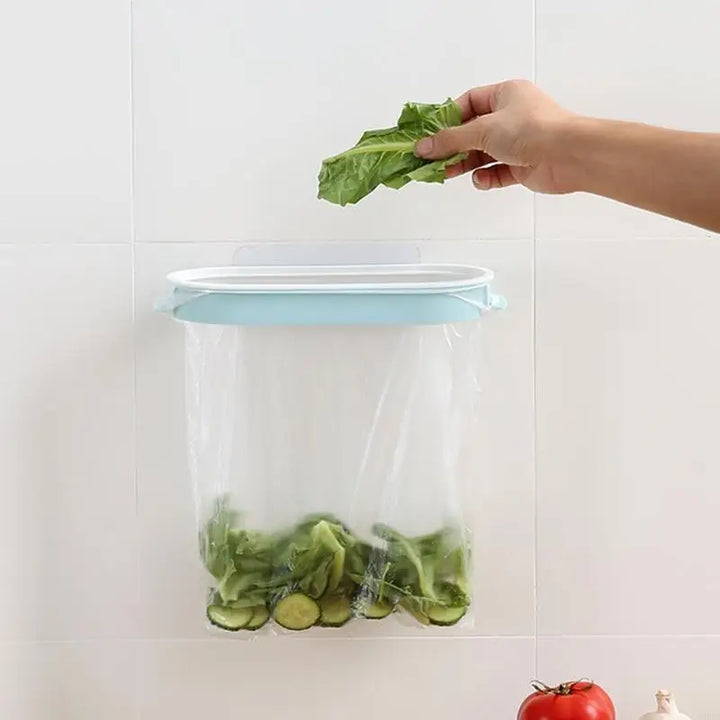 Support de sac poubelle Cleanuvo ClipBin | Avec couvercle et support en anneau | À suspendre aux portes de placard | Réutilisable et lavable