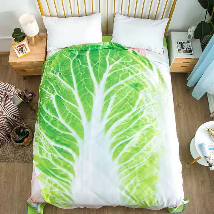 Couverture Douillette Leafura | Couverture en Flanelle | Double Face | Design Créatif Chou | Douce & Chaude pour Canapé & Lit