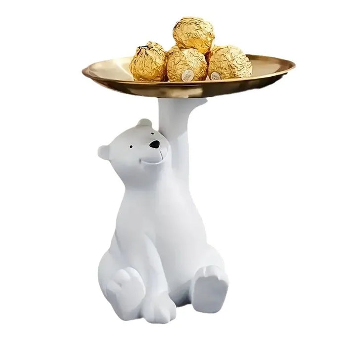 Figurine décorative ArctiBear | Ours polaire assis avec plateau | Porte-clés & porte-bijoux | Idée cadeau