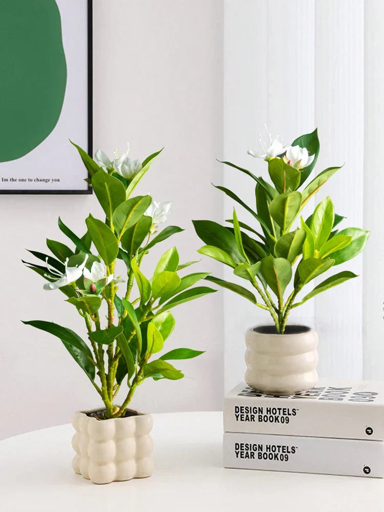 TropiLeaf Azalée Branche d'Azalée & Figuier artificiel | 21–40 cm | Feuilles & Fleurs Tropicales | Décoration pour Maison, Bureau & Jardin