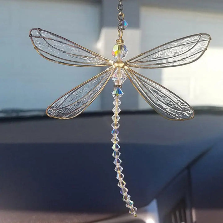 LumiFly | Attrape-lumière en cristal avec libellule | Mobile et déco | 15 × 15 cm