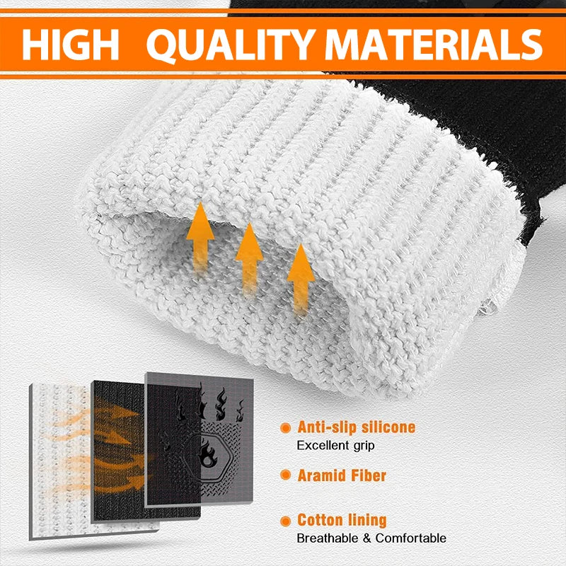 ThermaGrip Gant de Grill Résistant à la Chaleur | Silicone & Coton | Antidérapant & résistant au feu jusqu'à 800 °C | Pour Grill, Four & BBQ | 1 pièce