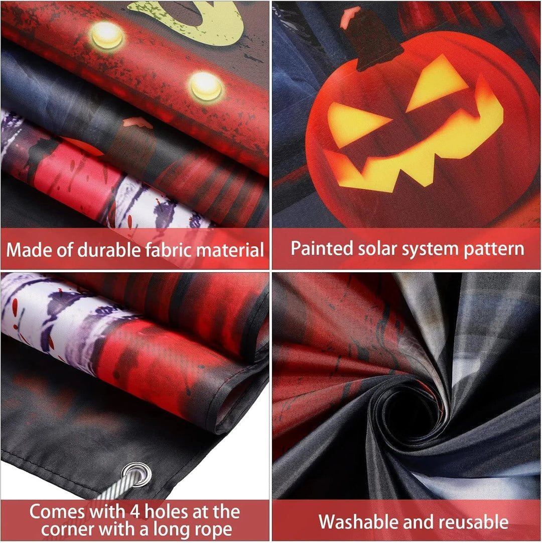HorrorDrape Rideau d'Halloween | Design sombre et effrayant | Tapisserie en polyester | Différentes tailles
