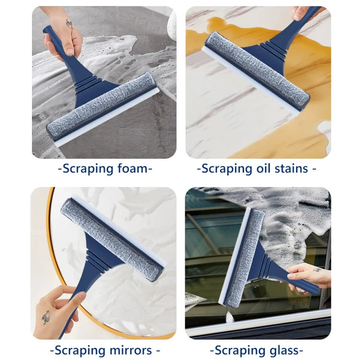 FensterFlex Nettoyeur de fenêtres 2-en-1 | Manche télescopique réglable | Raclette & Mop en microfibre | Pour fenêtres, verre & cadres