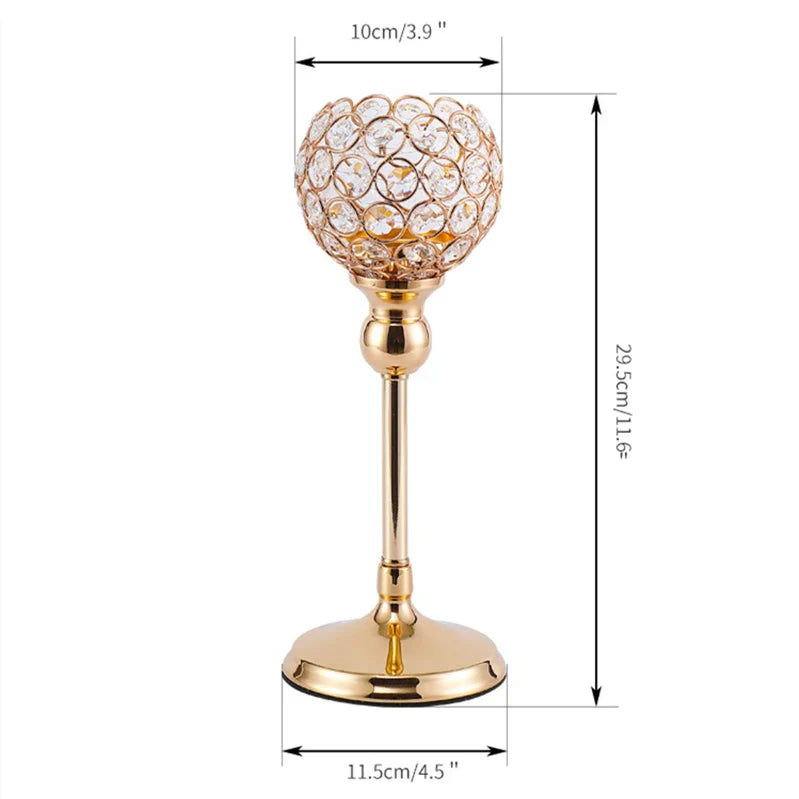 CristaLuce Bougeoir | 3 Coupes en Cristal | Design Arc Moderne | Métal & Verre | 33×9×15,5 cm
