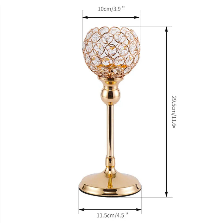 CristaLuce Bougeoir | 3 Coupes en Cristal | Design Arc Moderne | Métal & Verre | 33×9×15,5 cm