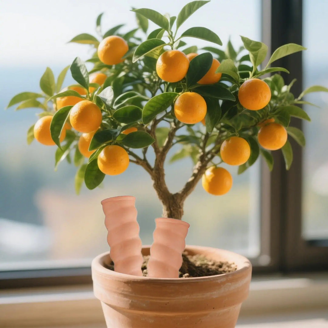 Pointes d'arrosage "Terraplant" | Auto-arrosage en terre cuite | Alimentation automatique des plantes | Ensemble de 4 | 5×16,2 cm