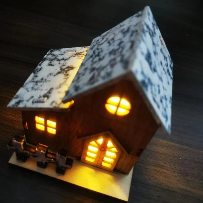Maison en bois LED WinterLicht | Mini village de Noël | Décoration en bois lumineuse | 8×7×9,5 cm