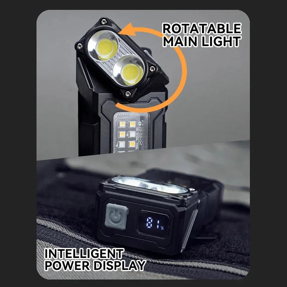 Luminoxar Lampe de Travail Mini-LED Tactique | Rechargeable USB-C | 7 Modes de Lumière & Base Magnétique | 8,1 × 4,5 × 2,6 cm | Étanche IPX4