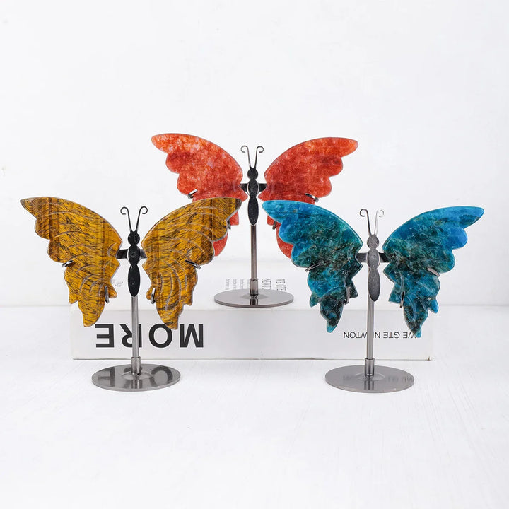 Papillon en cristal Amethera | Sculpté à la main en pierre naturelle | Ailes en améthyste | Décoration & cadeau