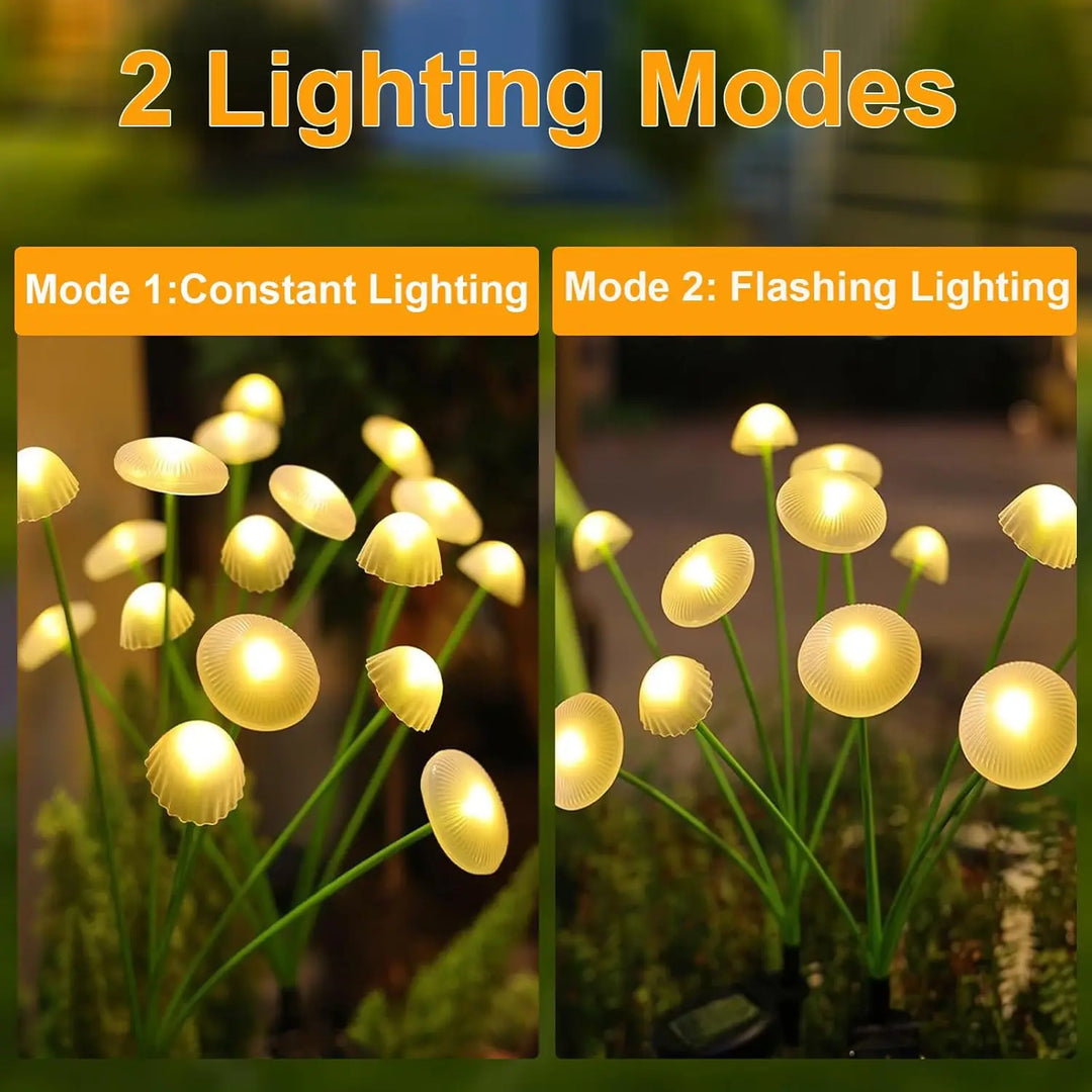 GlowPilz Lampe de jardin solaire 6 LEDs | Design méduse & champignon | Pour jardin, terrasse & espaces extérieurs