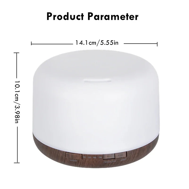 Diffuseur d'arôme Mini Aromora | 500 ml | Aspect bois | Ultrason & veilleuse LED | Fonctionnement USB