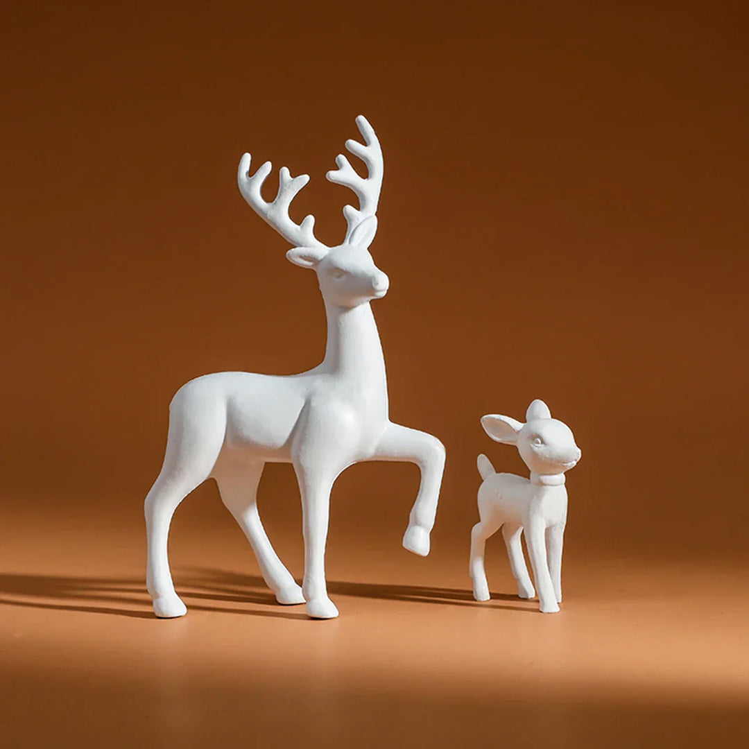 Figurine Décorative DeerHug | Ensemble de 2 Cerfs & Faons | Sculptures Adorables pour Chambre d'Enfant & Noël | Accessoire de Décoration