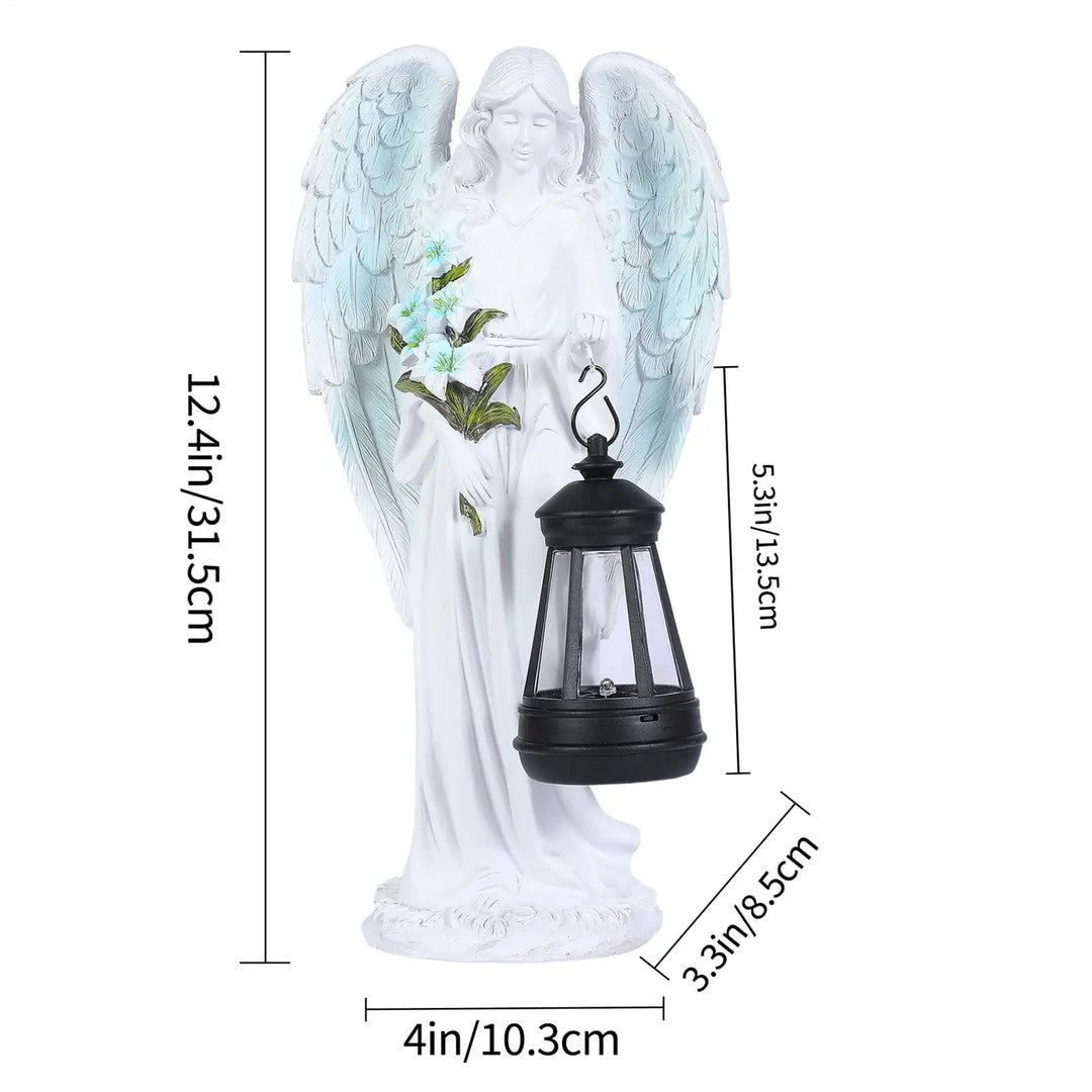 Auralis | Figurine d'Ange Solaire | Résistant aux intempéries & lumineux | 20 × 10 × 8 cm | Sculpture en résine pour jardin, terrasse & décoration de tombe