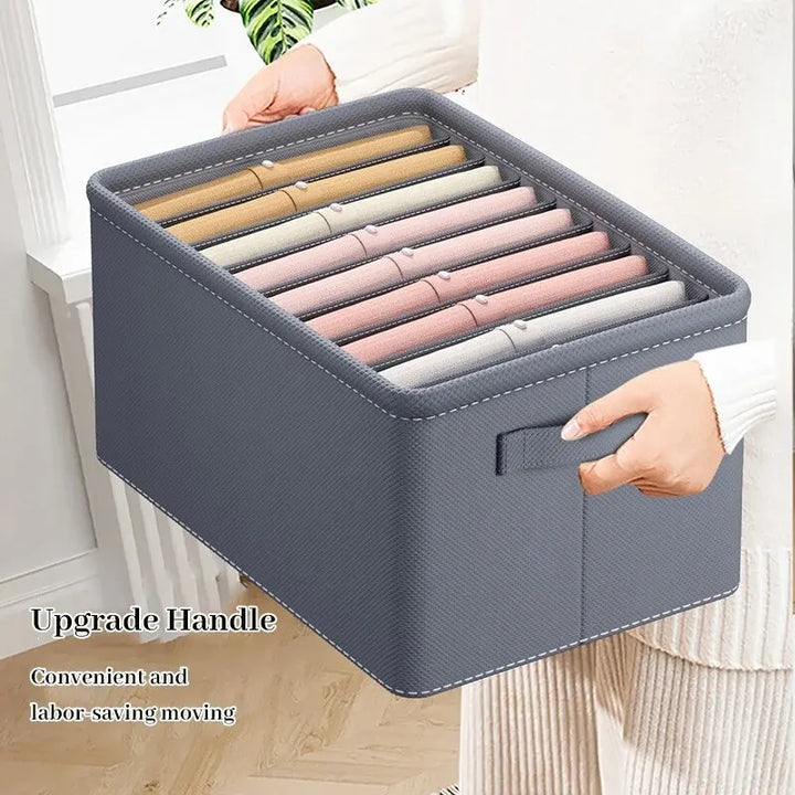 Organisateur de placard OrgaFold avec compartiments | Boîte de rangement en non-tissé | Pliable & Stable | Gris | 44×30×20 cm