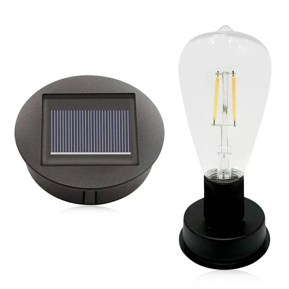 Base de lampe solaire Solesta 8 cm avec ampoule LED | Automatique On/Off | IP44 Résistant aux intempéries | Pour jardin, camping & déco DIY