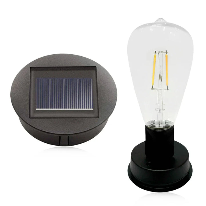 Base de lampe solaire Solesta 8 cm avec ampoule LED | Automatique On/Off | IP44 Résistant aux intempéries | Pour jardin, camping & déco DIY
