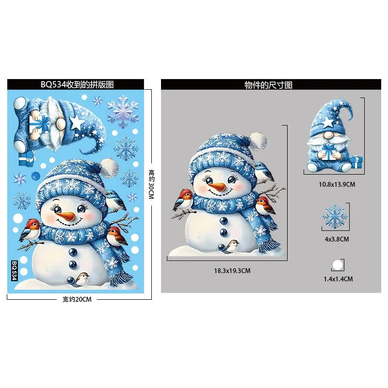Frostella | Autocollants de fenêtre de Noël | Bonhomme de neige, Père Noël & Flocons de neige | Réutilisables & sans résidu | Pour verre & miroir