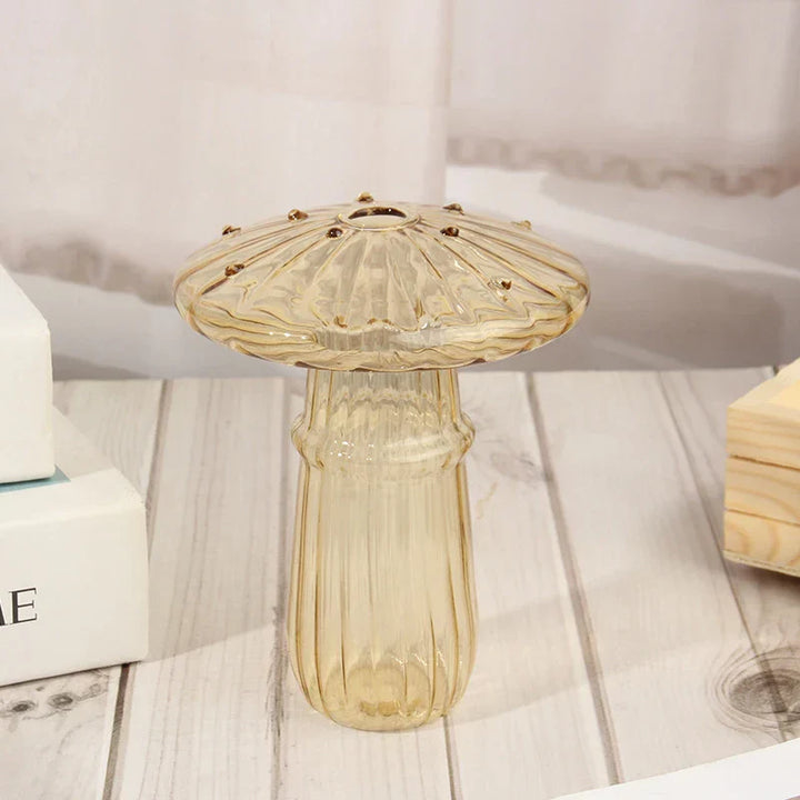 Vase en verre Glasflora en forme de champignon | Design créatif pour hydroponie & déco | Poli à la main & Transparent | 12×10 cm