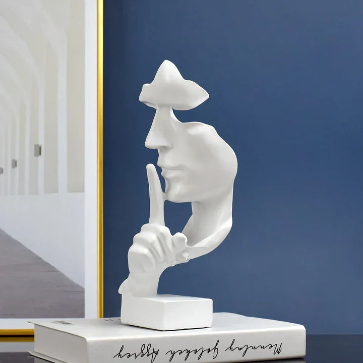 SilentMind Sculpture | Le Silence est d'Or Figurine | Art Abstrait | Résine 28 cm