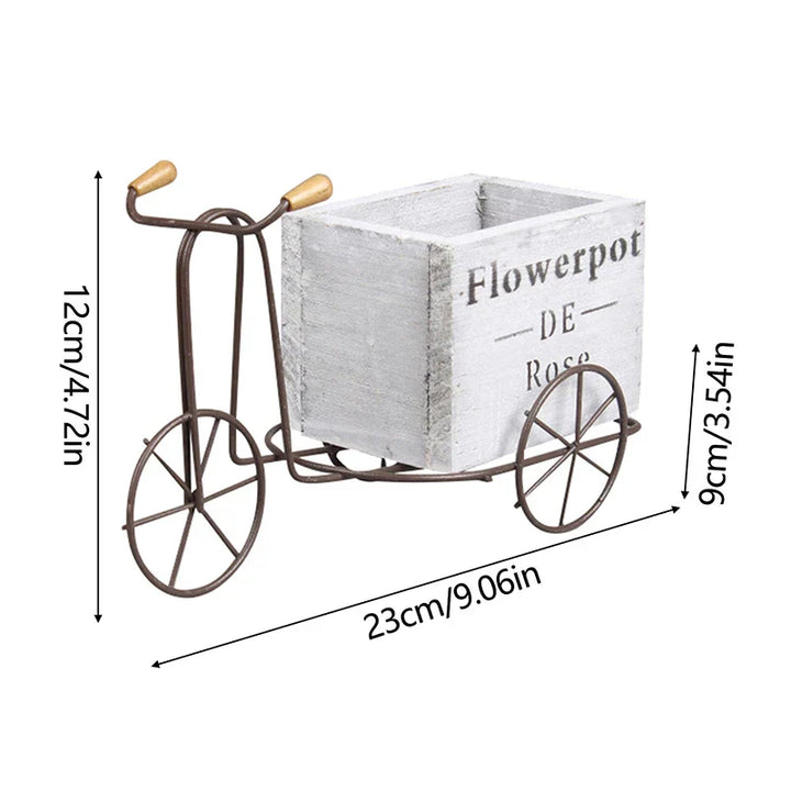VeloFlora | Pot de fleurs rétro en design de vélo en bois | Support de plantes créatif | Pour la maison et le jardin