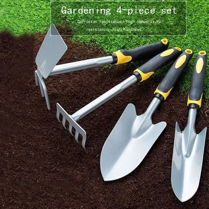 Ensemble d'outils de jardin Groviva 4 pièces | Acier inoxydable | Binette & Pelle | Pour creuser, planter & désherber