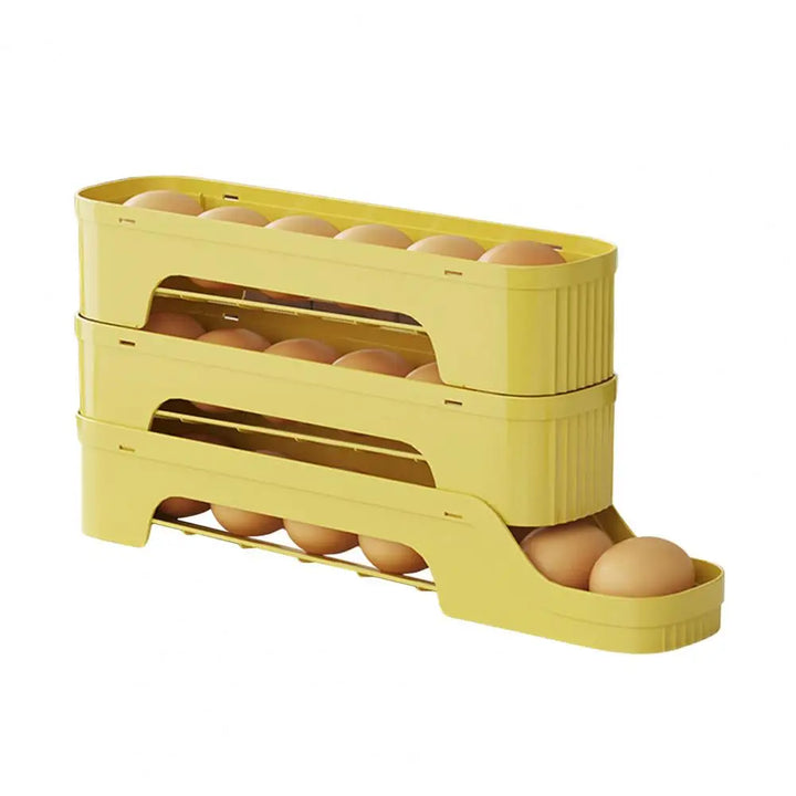 Boîte à œufs RolloMaxx | Organisateur à œufs à 4 niveaux | Gain de place & auto-roulant | Design transparent