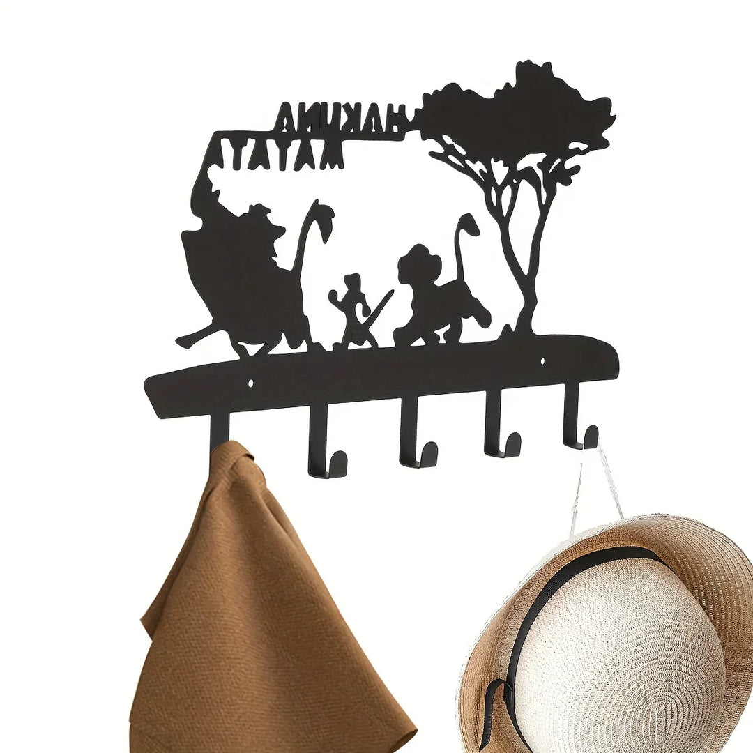 KeyLuma Porte-clés mural | Support de clés en métal avec 5 crochets | Crochet mural noir avec motif décoratif | Design robuste & Surface de haute qualité