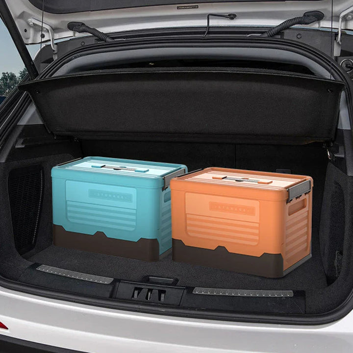 FlexiStore Boîte Pliable | Organisateur empilable avec couvercle | 32×23×21,5 cm | Rangement en plastique pour la maison et en déplacement
