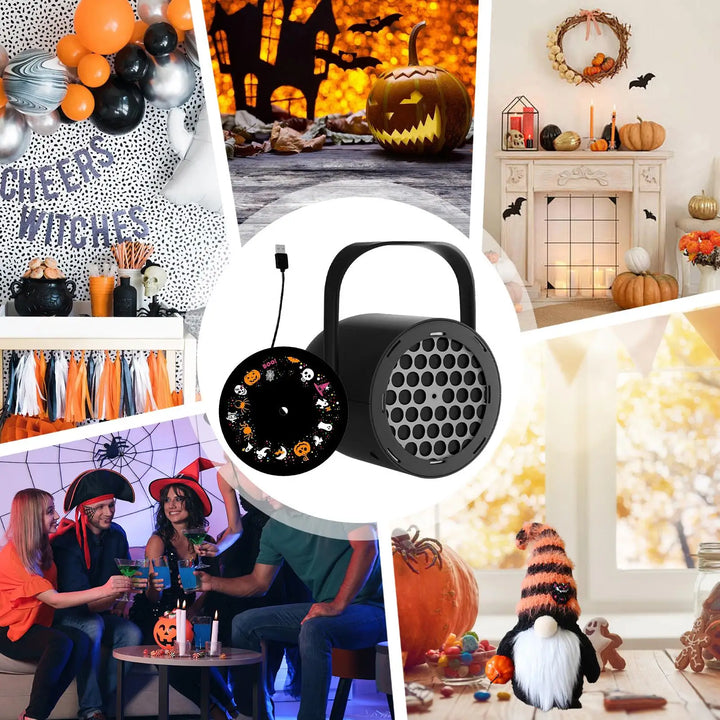 Projecteur SpookLight | 16 Motifs Halloween | Résistant aux intempéries & LED | USB Plug & Play