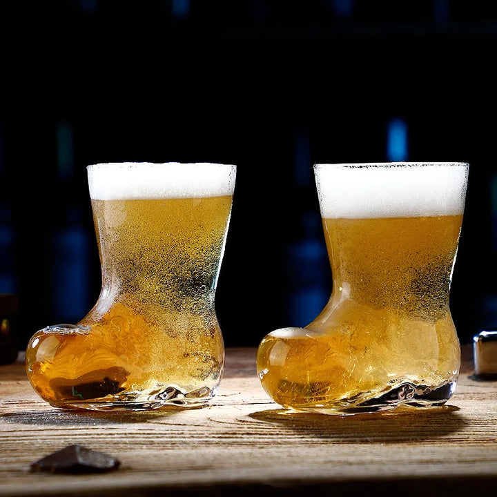 ProstStiefel Verre à bière en forme de botte | 300 ml | Verre de fête traditionnel | Verre de qualité robuste | 12×8×5 cm