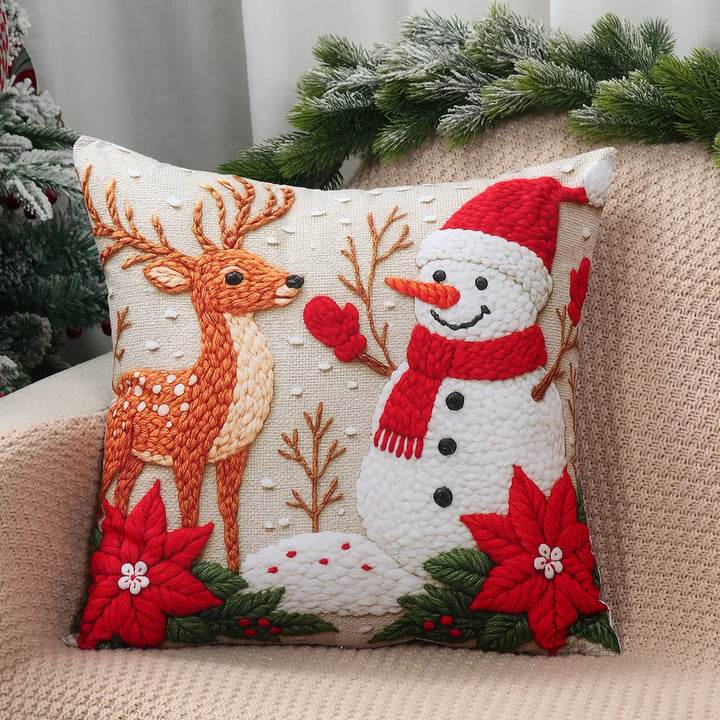 Ensemble de Housses de Coussin de Noël (4 pièces) | Décoration Festive pour la Maison | Coton Doux | 45x45 cm