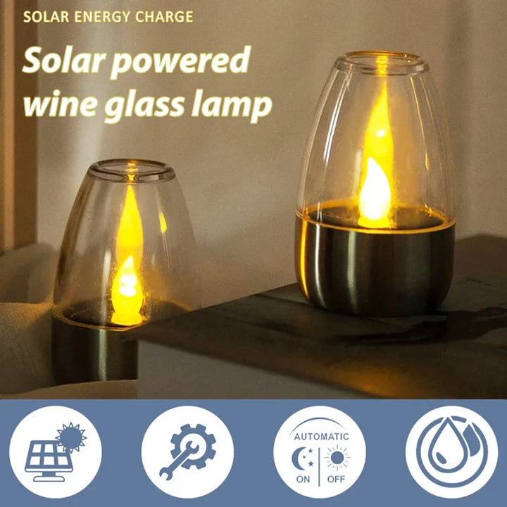 SolarFlair Bougie Solaire en Acier Inoxydable | Lumière LED Blanc Chaud | Pour Jardin, Terrasse & Balcon