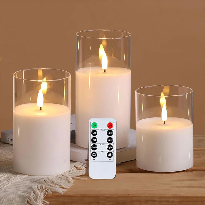 Set de bougies LED Flamara | 3 pièces | Effet cire véritable & lumière vacillante | Avec télécommande