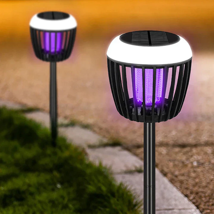 Lampe Insectes Solaire SolGuardia | Contrôle Intelligent de la Lumière | Anti-Moustiques avec Lumière UV & Réseau Haute Tension | Pour Jardin & Camping