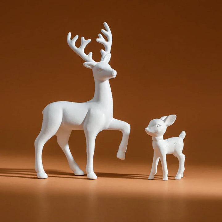 Figurine Décorative DeerHug | Ensemble de 2 Cerfs & Faons | Sculptures Adorables pour Chambre d'Enfant & Noël | Accessoire de Décoration