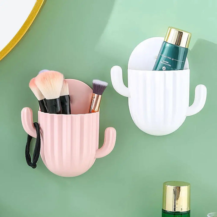 Support mural autocollant CactoHold | Organisateur de brosse à dents et de salle de bain | Sans perçage | 14,5 × 14,5 cm